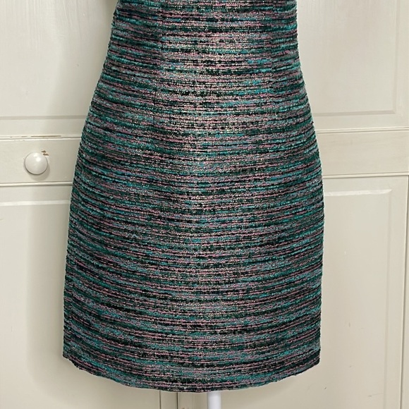Laundry by Shelli Segal Women’s Sz 0 Tweed Sheath Dress Gold Tone Embellishment - Picture 3 of 14